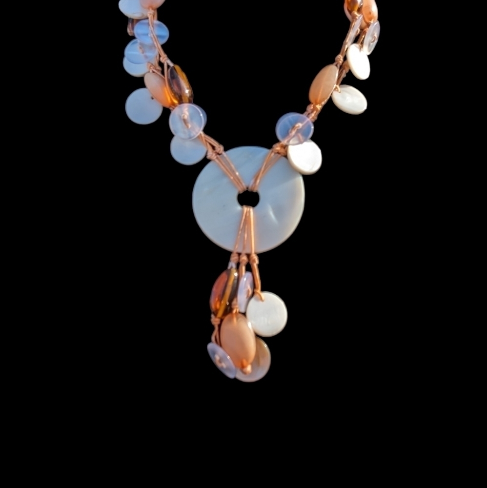 Avon Vintage Thread Boho Shell And Button Choker - image 2